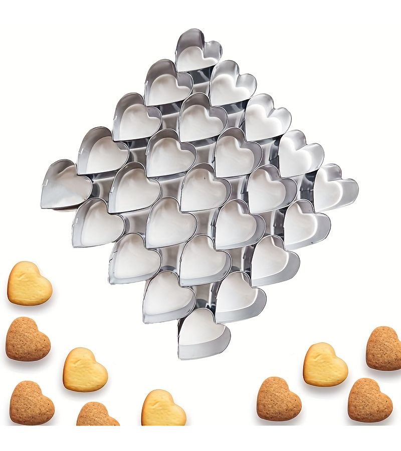 1 PC Flower Shaped Heart Cookie Cutter 25 Cavity Mini Cookie Mold Non Stick Stainless Steel Dough Baking Mold For Dog Treats - Image 1