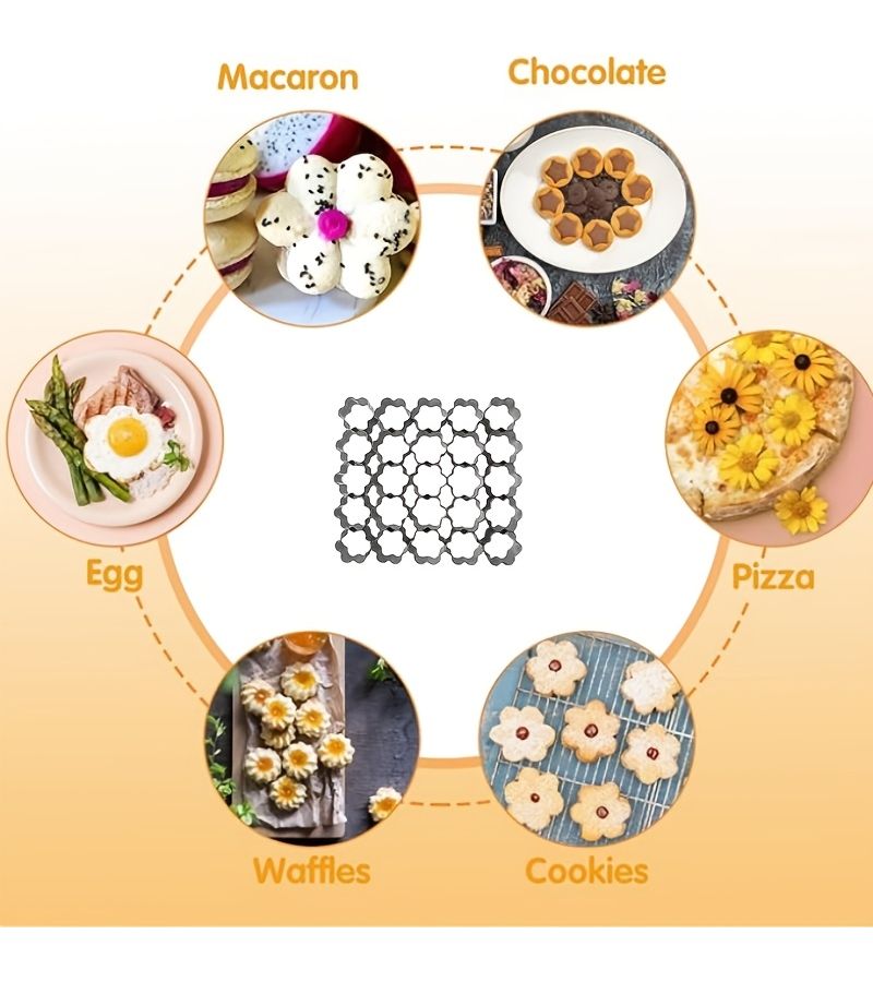 1 PC Flower Shaped Heart Cookie Cutter 25 Cavity Mini Cookie Mold Non Stick Stainless Steel Dough Baking Mold For Dog Treats - Image 4