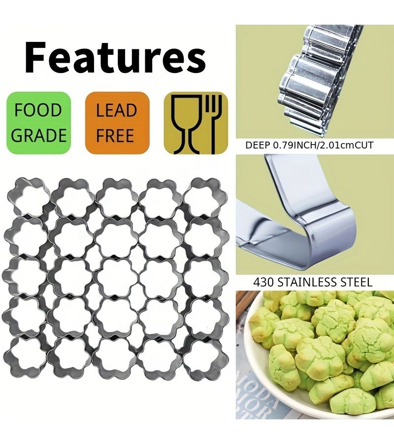 1 PC Flower Shaped Heart Cookie Cutter 25 Cavity Mini Cookie Mold Non Stick Stainless Steel Dough Baking Mold For Dog Treats - Image 3