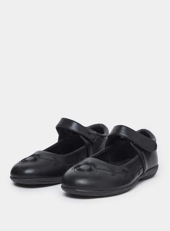 ستايلي Styli Girls Black Mary Jane Shoes with Floral Detail