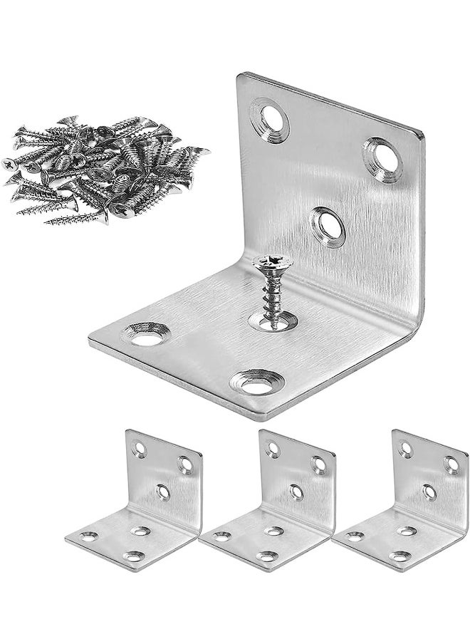 Rubik Corner Angle Connecting Bracket Brace Plates with Screws, Timber Joining Fixing Repair L Connector for Shelf Furniture Chair Table Cabinet Bed (41x41x39mm - 4pcs)  - Image 1