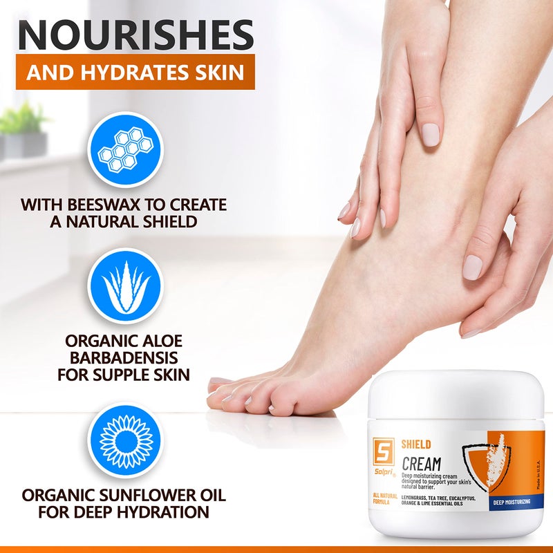 Solpri Shield Tea Tree Foot Cream with Lemongrass, Eucalyptus Oils to Soothe Eczema, Psoriasis, Rashes, Dry Itchy Feet 2 oz | The Athlete's Choice in Skin Moisturizing - Image 2
