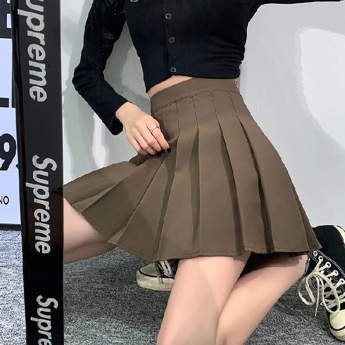 T-Shirt JK Uniform Shirt Skirt Dress Pleated Skirt Women Autumn Winter Spring Summer Two-piece Suit Short Skirt Sweater shallow khakis