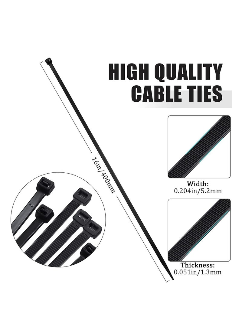 500pcs 16 Inch Large Cable Ties Black Nylon Electrical Cable Ties with 60lb Tensile Strength Self-Locking Ties for Indoor Outdoor Farming - Image 2
