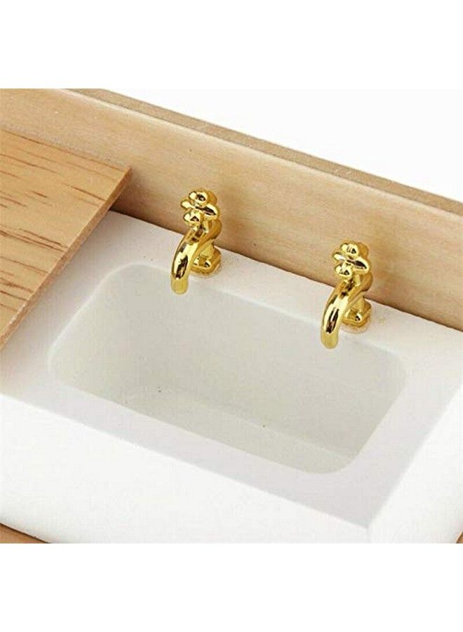 EatingBiting Doll House Bathroom Kitchen Decor Sink 1/12 Wooden Wash Basin Cabinet With Ceramic Hand Sink For Dollhouse Bathroom Kitchen Decoration Accessories - Image 4