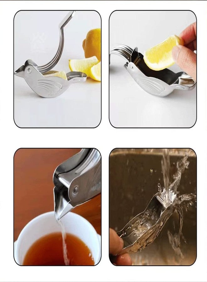 Melostu OGWSRK Genting stainless steel manual lemon juicer and lime squeezer, silver (2 pieces)Bird shape lemon juicer - Image 4