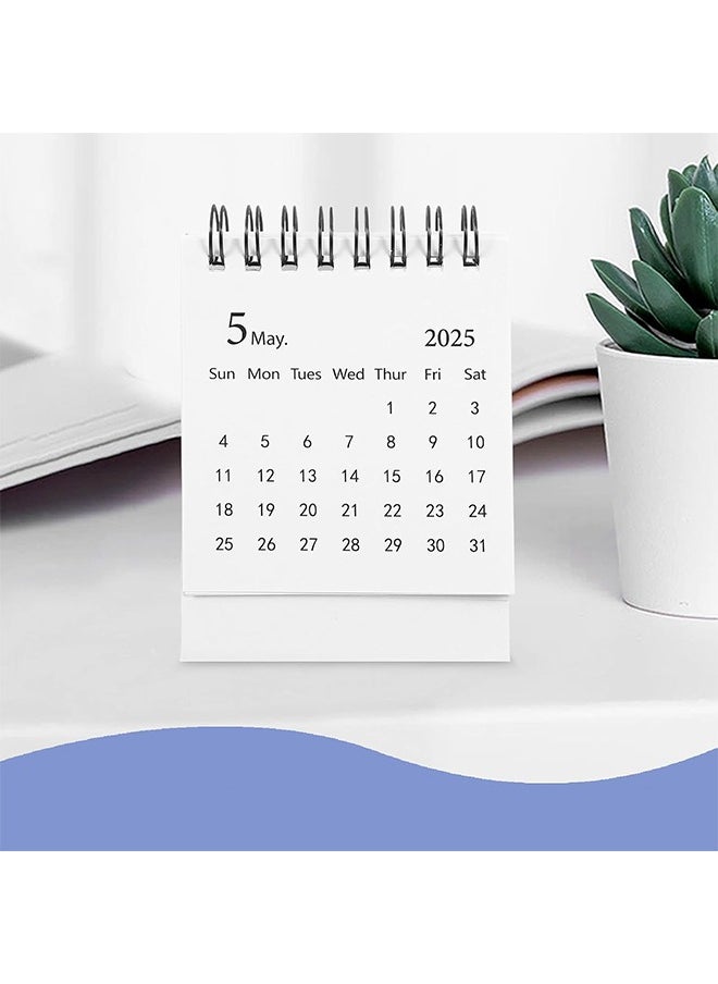 HY Mini Desktop Calendar, 2025 Small Desktop Calendar Standing Flip Calendars Thick Paper Twin-Wire Binding with Stickers for Home Office School  - Image 2