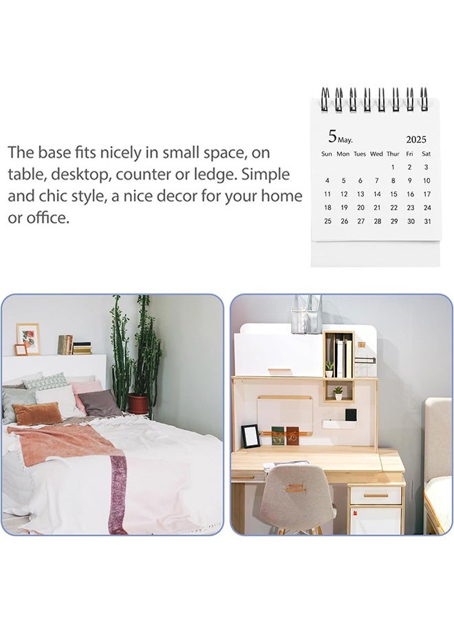 HY Mini Desktop Calendar, 2025 Small Desktop Calendar Standing Flip Calendars Thick Paper Twin-Wire Binding with Stickers for Home Office School  - Image 4