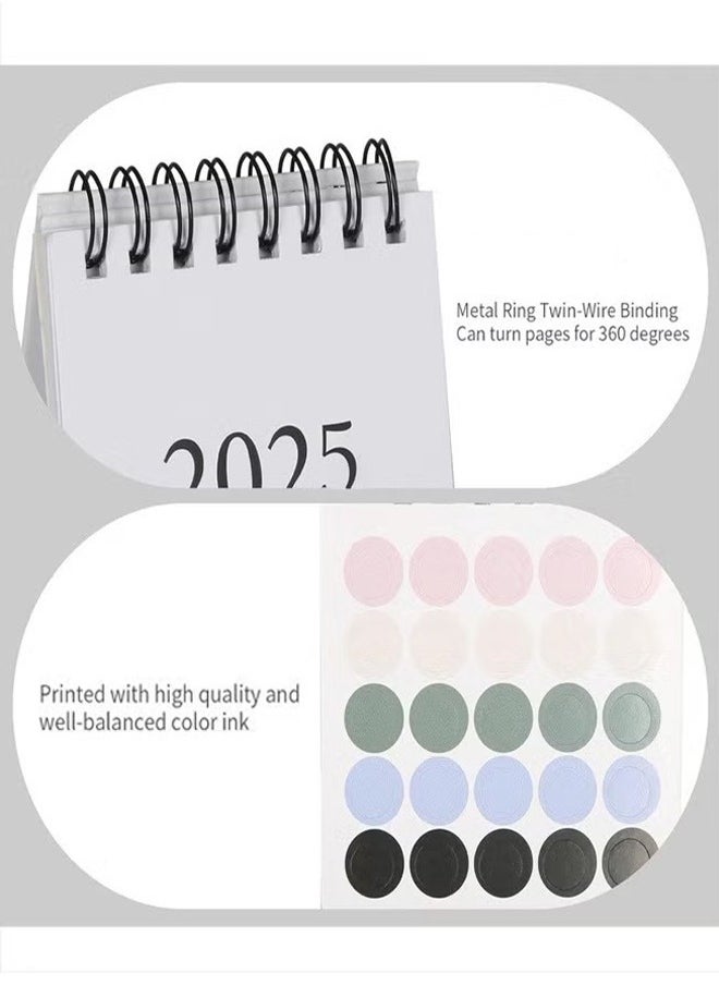 HY Mini Desktop Calendar, 2025 Small Desktop Calendar Standing Flip Calendars Thick Paper Twin-Wire Binding with Stickers for Home Office School  - Image 5