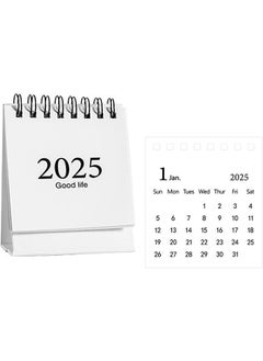 HY Mini Desktop Calendar, 2025 Small Desktop Calendar Standing Flip Calendars Thick Paper Twin-Wire Binding with Stickers for Home Office School  - Image 1