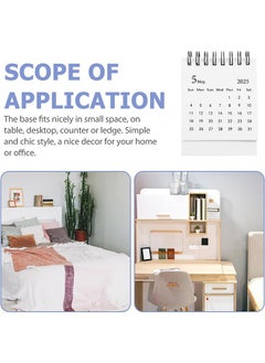 HY Mini Desktop Calendar, 2025 Small Desktop Calendar Standing Flip Calendars Thick Paper Twin-Wire Binding with Stickers for Home Office School  - Image 4
