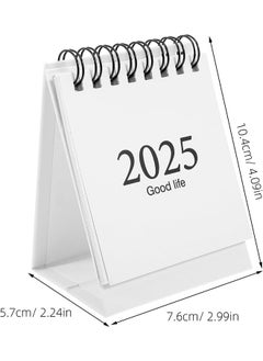 HY Mini Desktop Calendar, 2025 Small Desktop Calendar Standing Flip Calendars Thick Paper Twin-Wire Binding with Stickers for Home Office School  - Image 3