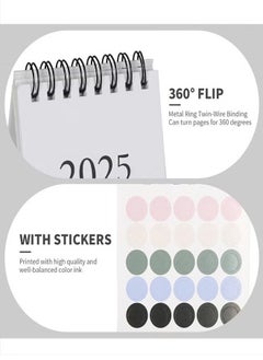 HY Mini Desktop Calendar, 2025 Small Desktop Calendar Standing Flip Calendars Thick Paper Twin-Wire Binding with Stickers for Home Office School  - Image 5