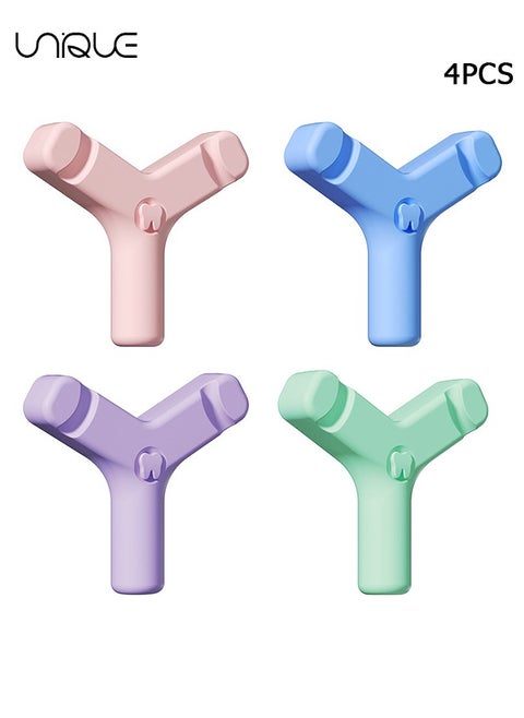 4 Pack Aligner Chewies - Y-Shaped Handheld Aligner Chewies - Firm & Soft 2 Way - Aligners, Retainers（Pink/Blue/Green/Purple）