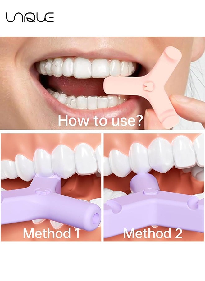 Unique - 4 Pack Aligner Chewies - Y-Shaped Handheld Aligner Chewies - Firm & Soft 2 Way - Aligners, Retainers（Pink/Blue/Green/Purple） - Image 1