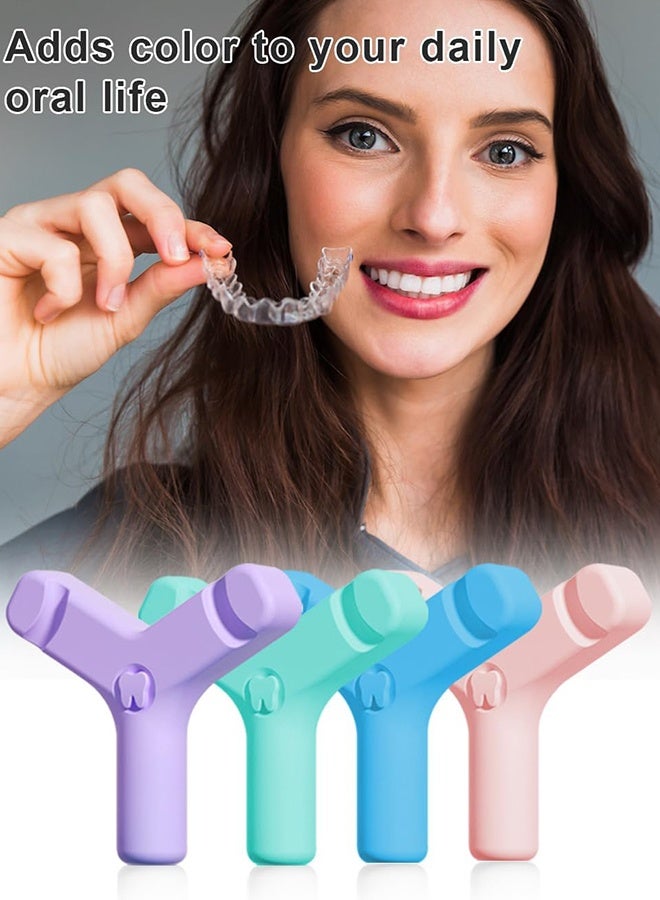 Unique 4 Pack Aligner Chewies - Y-Shaped Handheld Aligner Chewies - Firm & Soft 2 Way - Aligners, Retainers（Pink/Blue/Green/Purple） - Image 5