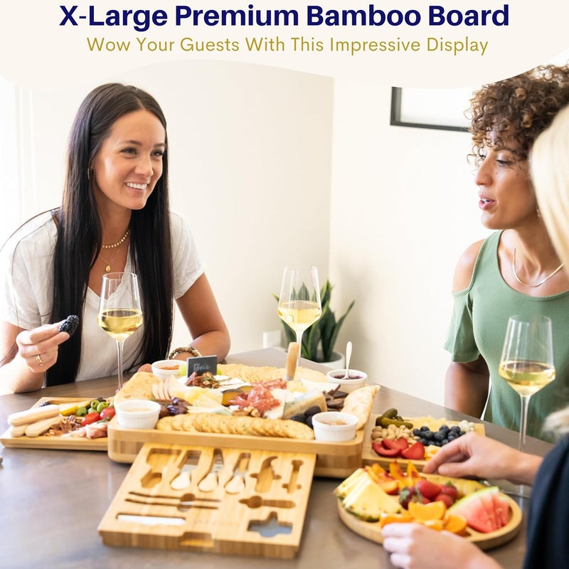 VAREZZA Charcuterie Boards Set – Large Bamboo Cheese Board & Platter with Charcuterie Accessories, Housewarming Gifts for New Home, Christmas, Bridal Shower, New House Gift - Image 4