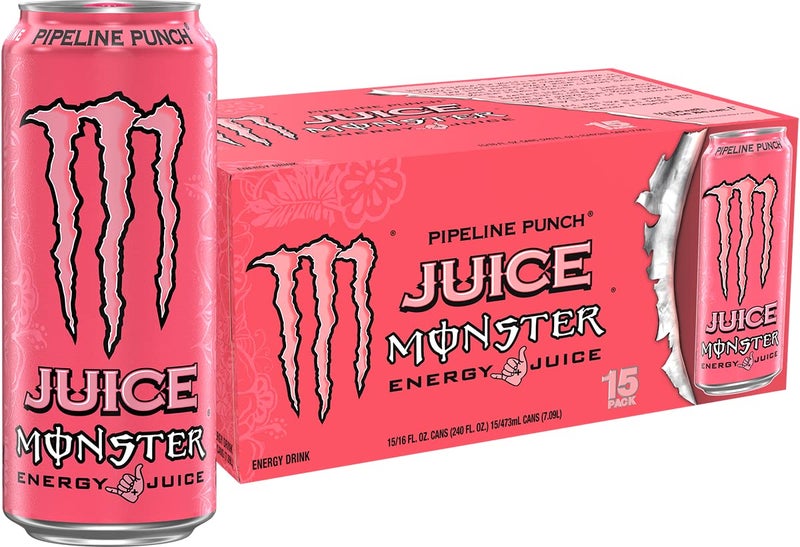 Monster Energy Juice Pipeline Punch, Energy + Juice, Energy Drink, 16 Ounce (Pack of 15) - Image 1