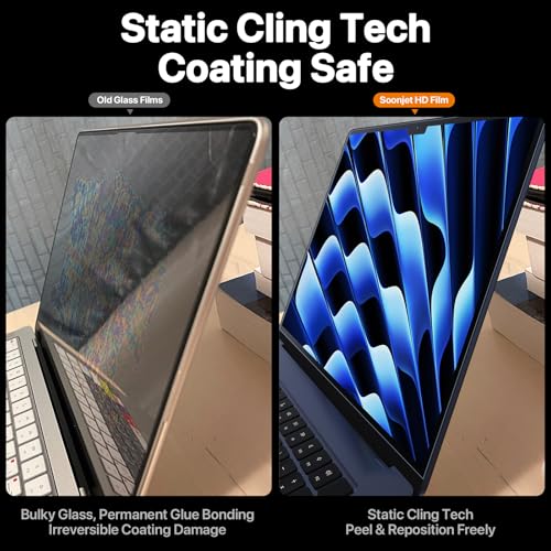 soonjet 2-Pack for MacBook Air 13.6 inch Screen Protector M4 M3 M2 2025-2022 [Notchless Full-Coverage] [4K Ultra HD, Like Bare Screen] Laptop Screen Protector for MacBook Air 13" A3240 A3113 A2681 - Image 2