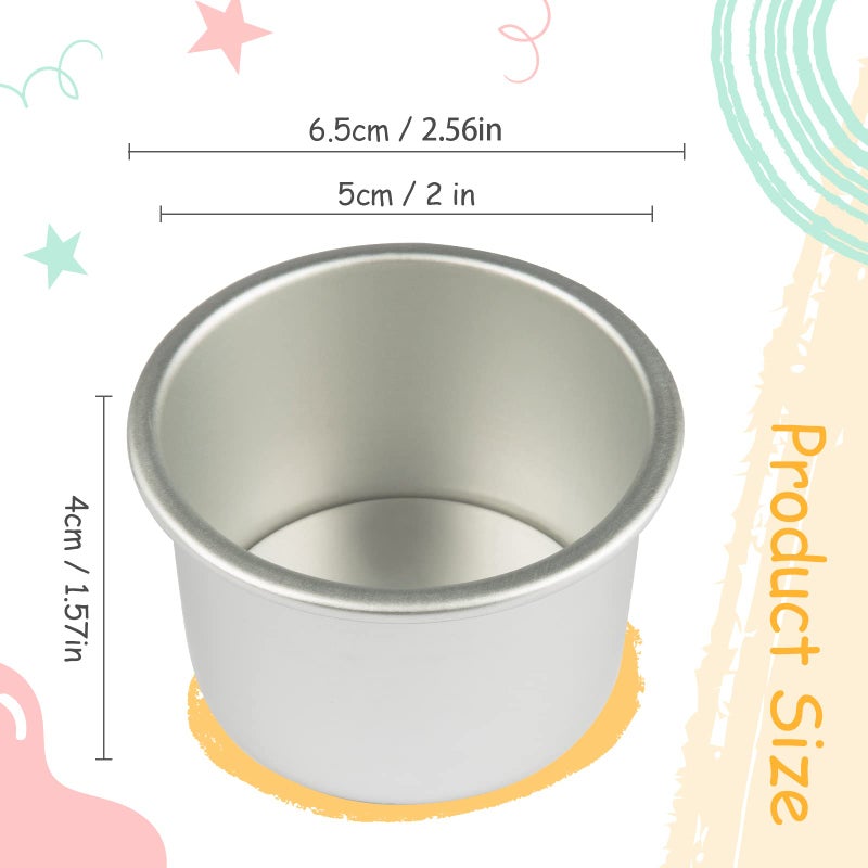 Larath 5 Pieces 2Inch Round Mini Cake Pan With Removable Bottom Aluminum Alloy Small Cheesecake Baking Tray Non-Stick Bread Pizza Chiffon Fondant Mold Diy Cooking Tools  Silver - Image 2