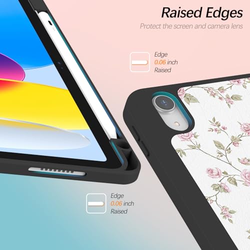 Xkladz Case for iPad Air 11 inch M3/M2 (2025/2024), iPad Air 5th / 4th Generation (2022/2020) 10.9 inch, Cover with Pencil Holder, Auto Sleep/Wake, Cute Design Pattern for Girs Women, Pink Flowers - Image 3