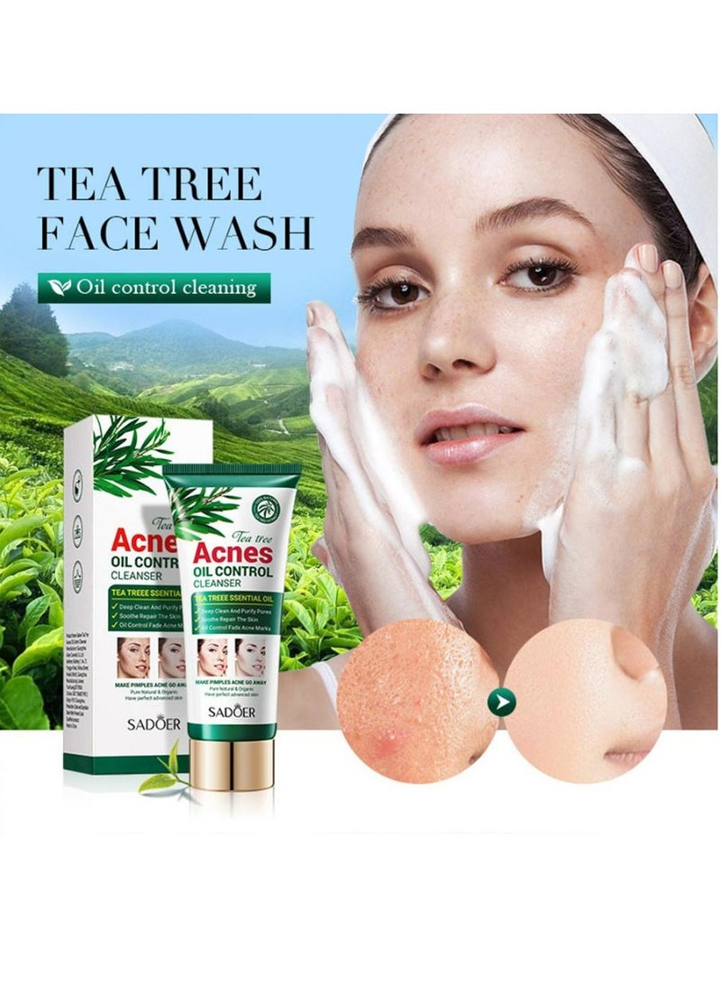 SADOER TEA TREE ACNE OIL CONTROL FACE CLEANSER ANTI-ACNE HYDRATING MOISTURIZING FACE WASH 100 g  - Image 2