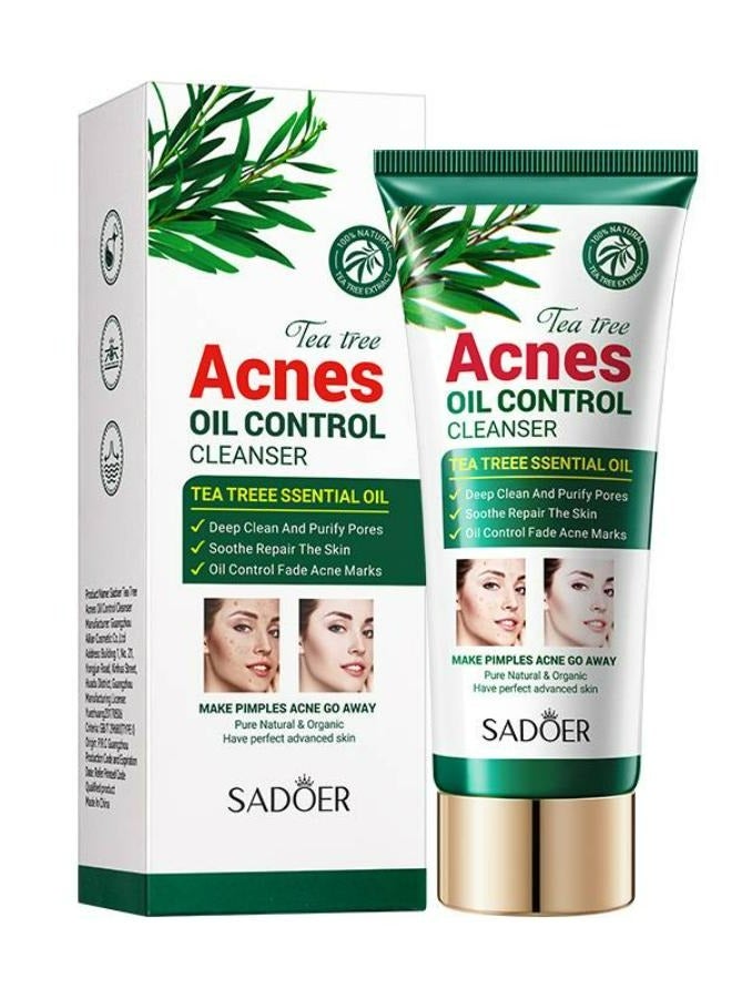 SADOER TEA TREE ACNE OIL CONTROL FACE CLEANSER ANTI-ACNE HYDRATING MOISTURIZING FACE WASH 100 g  - Image 1