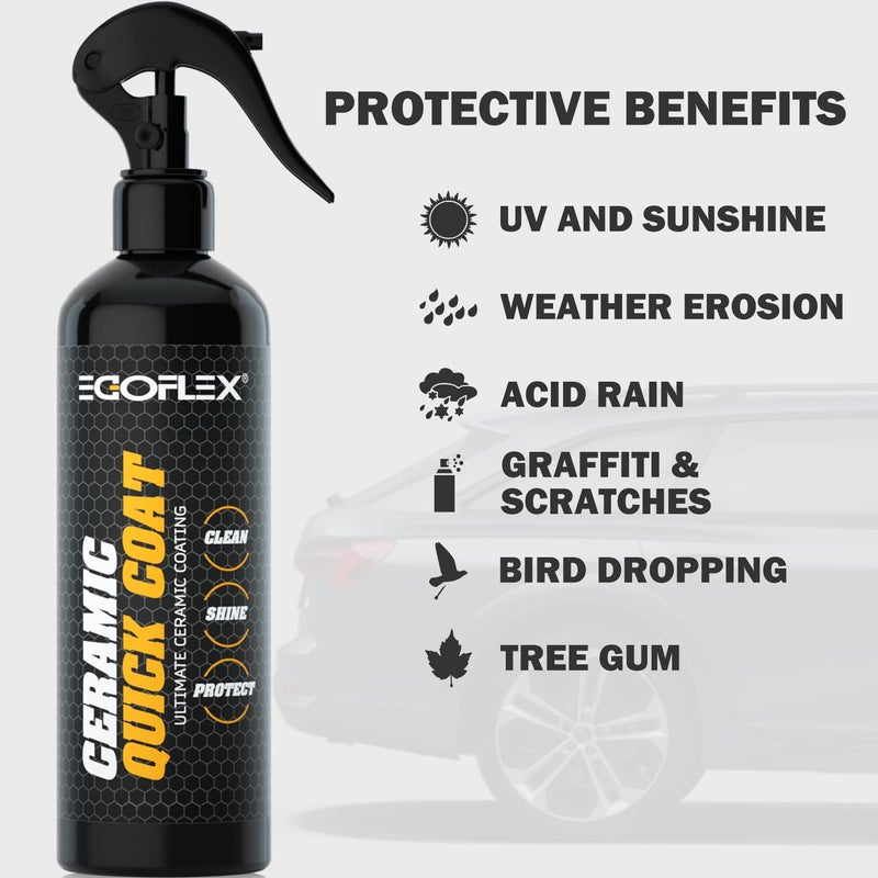 EGOFLEX Ceramic Coating for Cars Wax & Polish Detailing Spray - Automotive Clean Shine Protect Paint Sealant Waterless Wash Hydrophobic SiO2 Top Clear Coat for Car, SUV, Motorcycle, RV, Boat, Yacht 8oz - Image 2