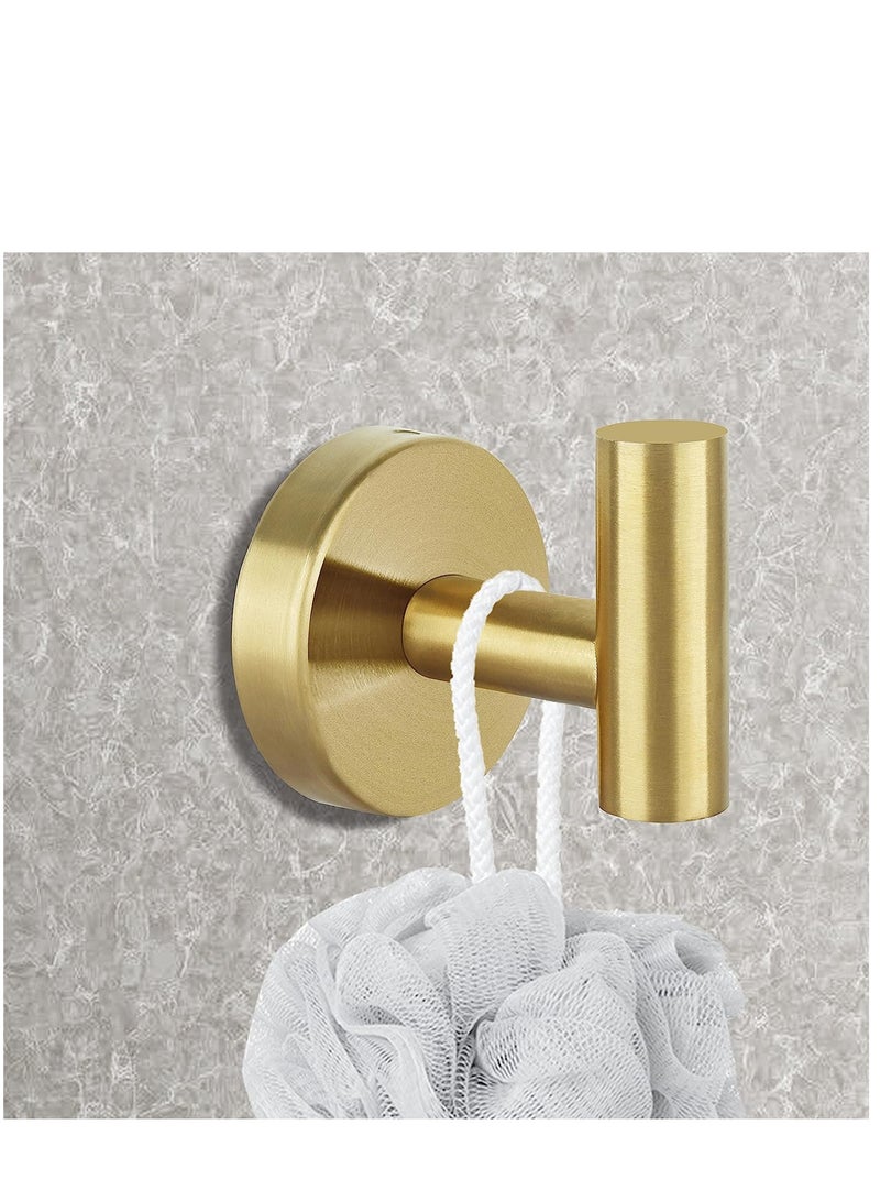 KASTWAVE Wall Towel Hooks Coat Hook Bathroom Robe 304 Stainless Steel Heavy Duty Door Hanger Towel Robe Clothes Cabinet Closet Sponges Hook Bathroom Bedroom Kitchen Hotel Pool 4 Packs (Gold) - Image 3