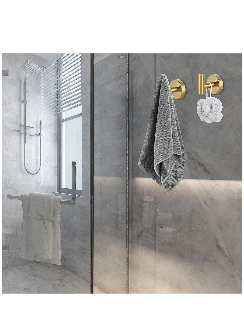 KASTWAVE Wall Towel Hooks Coat Hook Bathroom Robe 304 Stainless Steel Heavy Duty Door Hanger Towel Robe Clothes Cabinet Closet Sponges Hook Bathroom Bedroom Kitchen Hotel Pool 4 Packs (Gold) - Image 4