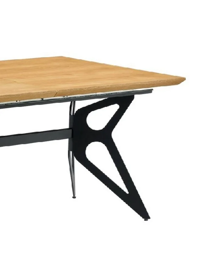 Micasa Elegant and Modern Design Rectangular Extension Table Oak and Black 76 x 100 x 220 cm 629EXDT