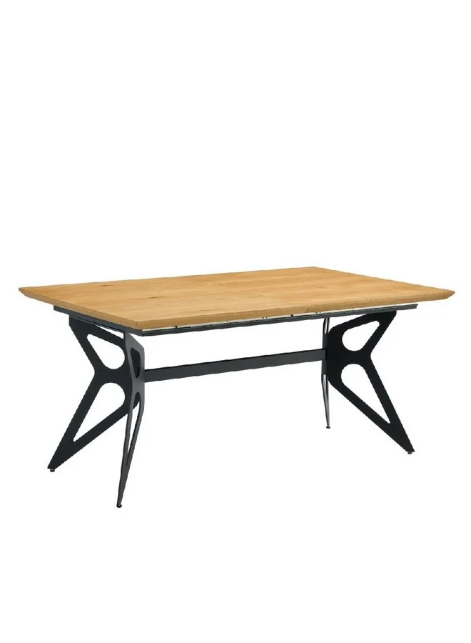 Micasa Elegant and Modern Design Rectangular Extension Table Oak and Black 76 x 100 x 220 cm 629EXDT