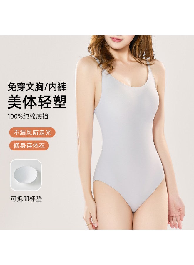 Fenton No Need To Wear Underwear [100% Cotton Crotch] Body Shaping Slimming Nude Feeling Breathable One-Piece Women'S Base Shirt - Image 3