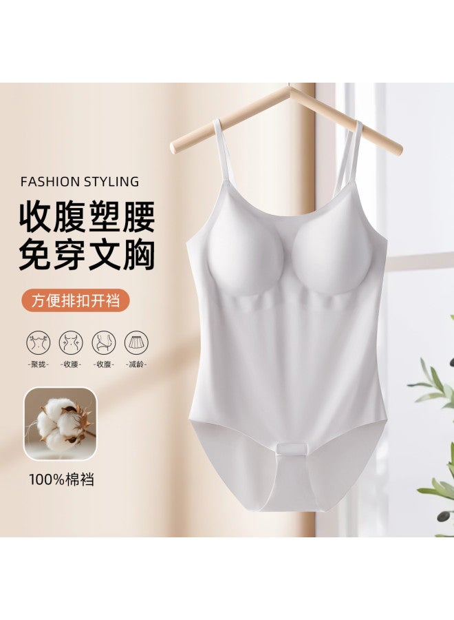 Fenton No Need To Wear Underwear [100% Cotton Crotch] Body Shaping Slimming Nude Feeling Breathable One-Piece Women'S Base Shirt - Image 2