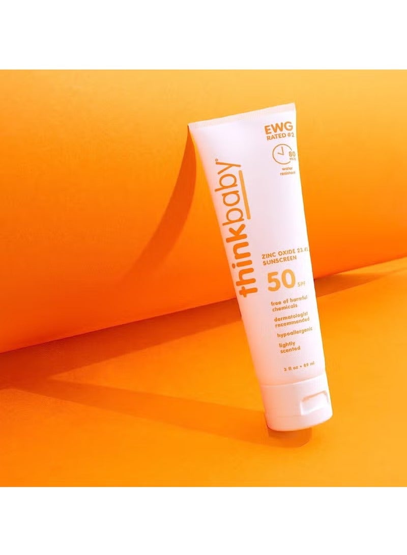 ثينك بيبي SPF 50+ واقي شمسي معدني للأطفال - واقي شمسي طبيعي آمن للأطفال - كريم شمسي مقاوم للماء - حماية شمسية واسعة الطيف من الأشعة فوق البنفسجية / الأشعة فوق البنفسجية - لوشن واقي شمسي نباتي للأطفال ، 3 أوقية. - Image 5