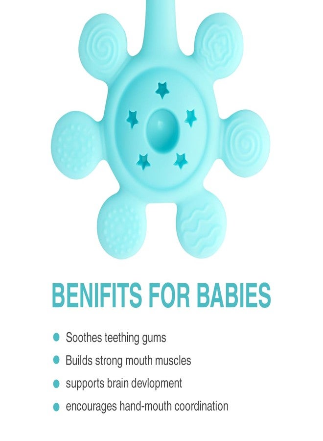 Nestlooms Silicone Baby Rattle Teether, BPA-Free, Food-Grade Teething Toy with Soft Multi-Texture Surface, Easy-Grip Rattle for Gum Relief & Early Development,for Infants & Toddlers (StarPetal Ocean Blue) - Image 4