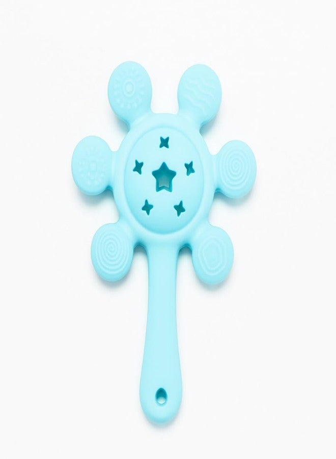 Nestlooms Silicone Baby Rattle Teether, BPA-Free, Food-Grade Teething Toy with Soft Multi-Texture Surface, Easy-Grip Rattle for Gum Relief & Early Development,for Infants & Toddlers (StarPetal Ocean Blue) - Image 1
