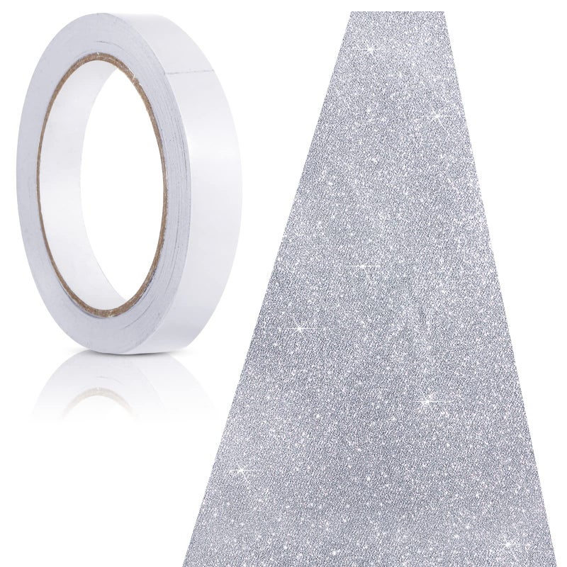 Tatuo Tatuo Carpet Runner Runway Rug 55 GSM Thickness with Carpet Tape for Prom Wedding Christmas Party Outdoor Indoor Hallway Rug(Glitter Silver 2.46 x 30 Feet)  - Image 1