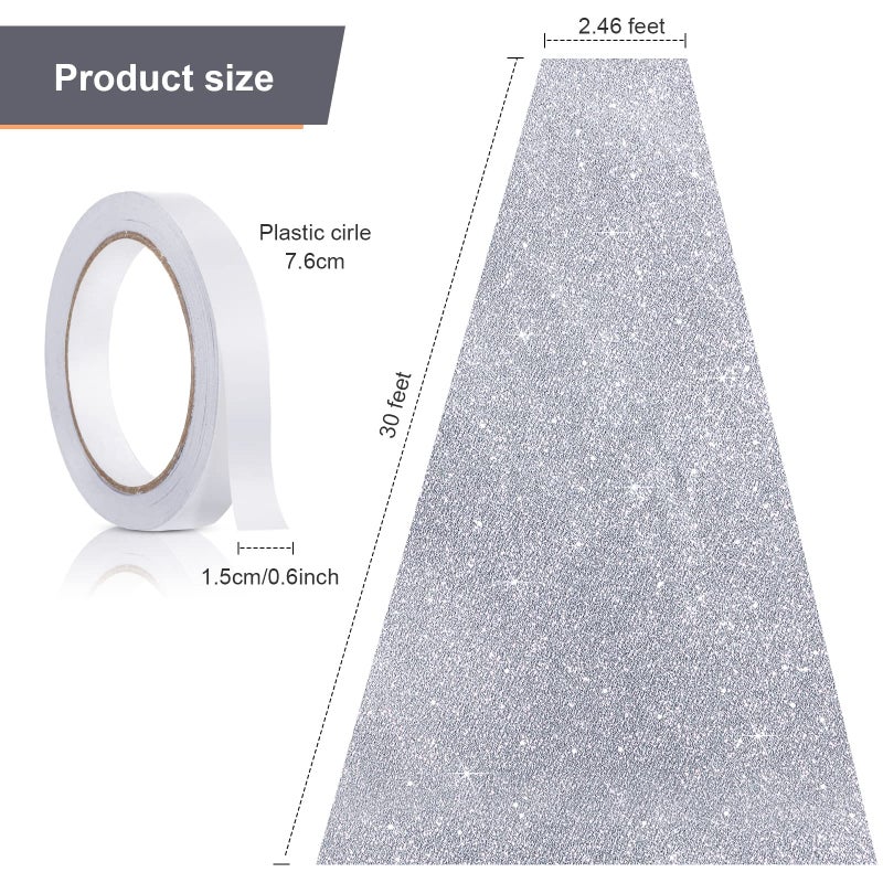 Tatuo Tatuo Carpet Runner Runway Rug 55 GSM Thickness with Carpet Tape for Prom Wedding Christmas Party Outdoor Indoor Hallway Rug(Glitter Silver 2.46 x 30 Feet)  - Image 2