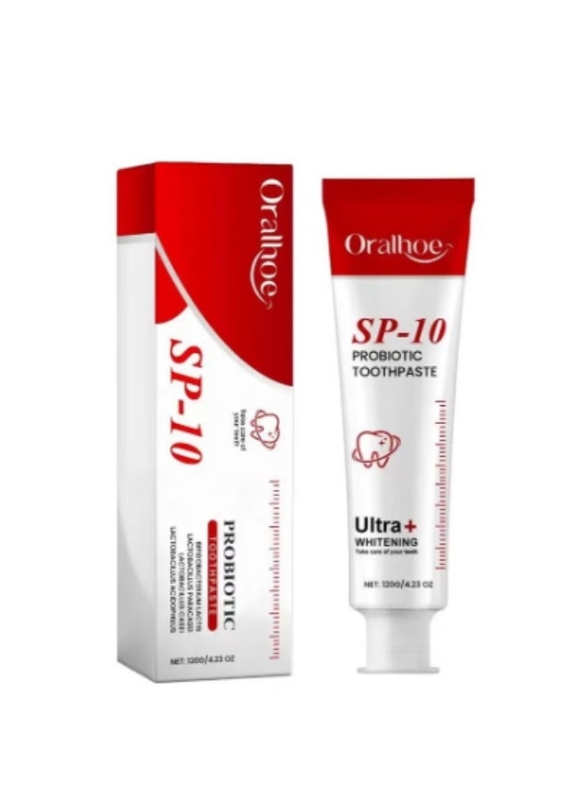 أورالحوي معجون أسنان إس بي-10، معجون أسنان إس بي 10، معجون أسنان إس بي 10 بروبيوتيك لإزالة البقع، معجون لتنظيف عميق والعناية، إزالة البقع ونفس منعش (120 جم) - Image 1