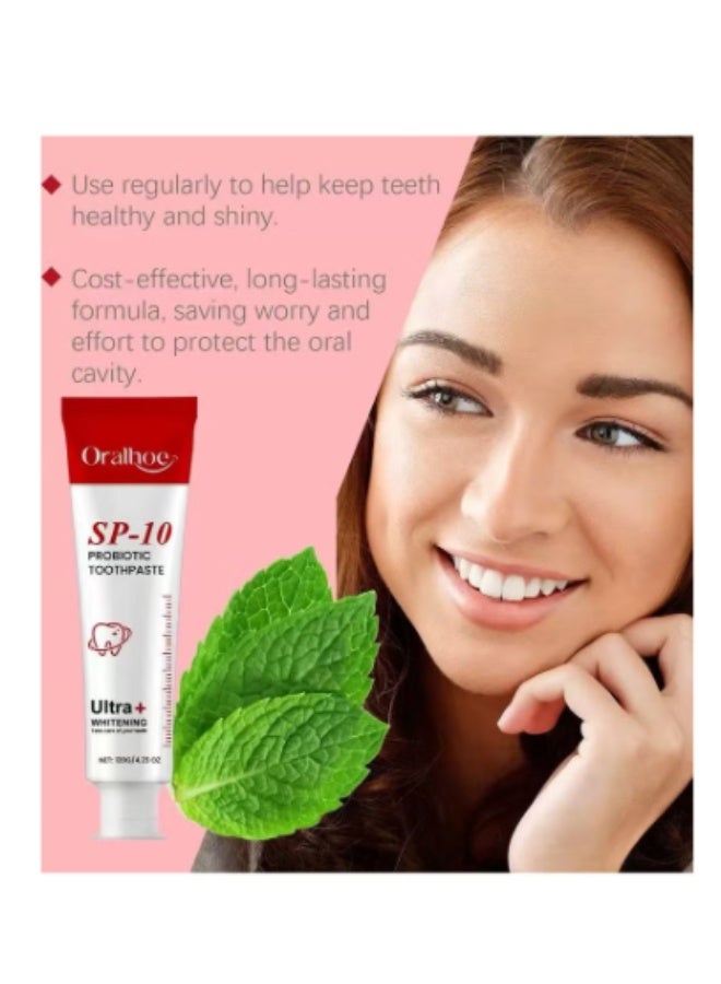 أورالحوي معجون أسنان إس بي-10، معجون أسنان إس بي 10، معجون أسنان إس بي 10 بروبيوتيك لإزالة البقع، معجون لتنظيف عميق والعناية، إزالة البقع ونفس منعش (120 جم) - Image 2