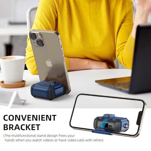 Meliya for AirPods 4th Generation Case with Magnetic Automatic Lock with Phone Stand & Cleaning Kit, Compatible with MagSafe, Rugged Shell Shockproof Protective Cover for AirPods 4 - Dark Blue - Image 4