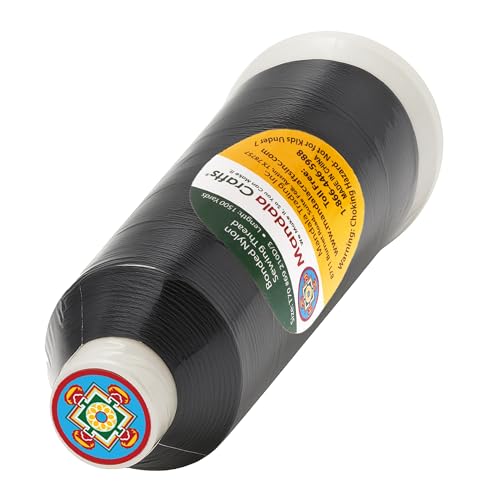 Mandala Crafts Bonded Nylon Thread Black Heavy Duty Sewing Threads - 1500 YDs Size 69 210D T70 Tex 70 Thread for Leather Jeans Weaving Outdoor Marine Upholstery Threads - Image 3