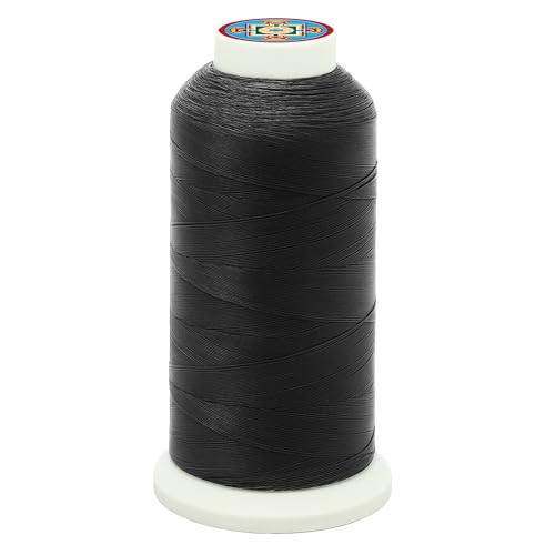 Mandala Crafts Bonded Nylon Thread Black Heavy Duty Sewing Threads - 1500 YDs Size 69 210D T70 Tex 70 Thread for Leather Jeans Weaving Outdoor Marine Upholstery Threads - Image 1