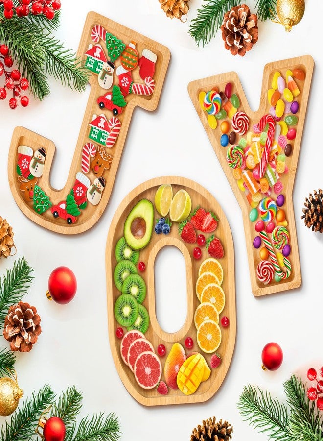 YLOLUL Christmas Joy Charcuterie Board - Bamboo Wood Serving Tray for Cheese, Candy, Cookies - Plates for Home Party - Image 3