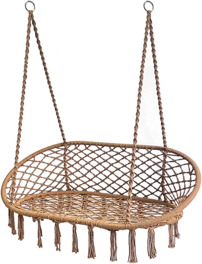 Harmony Home 2-Seater Hanging Hammock Swing Chair – Boho Macrame Design, 700 lbs Capacity, Comfortable Indoor/Outdoor Relaxation (135x130 cm) - Image 3