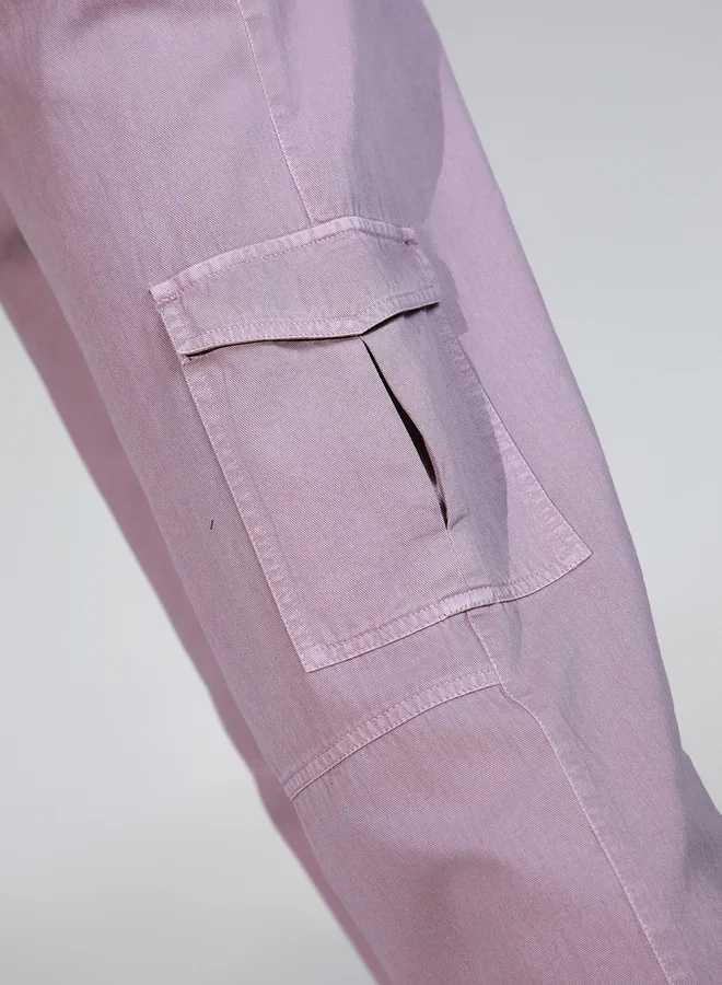 Hubberholme Solid High Rise Cargo Pants