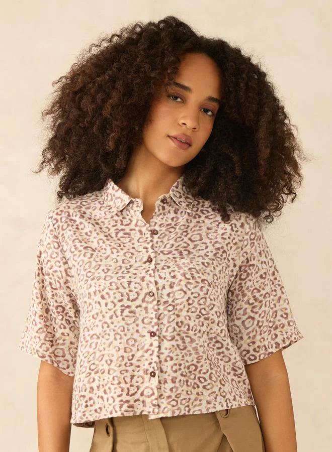 أوجيدر بلوزة قصيرة مطبعة بالكامل