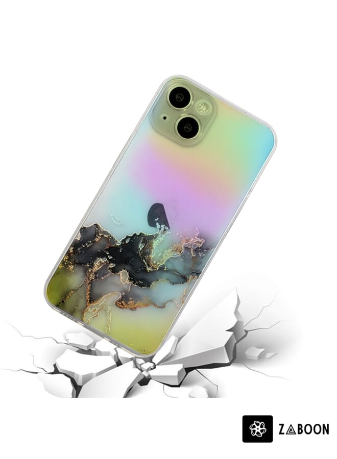 Zaboon Protective Case Cover For iPhone 15 Plus Laser Marble Pattern Clear TPU Shockproof - Image 2