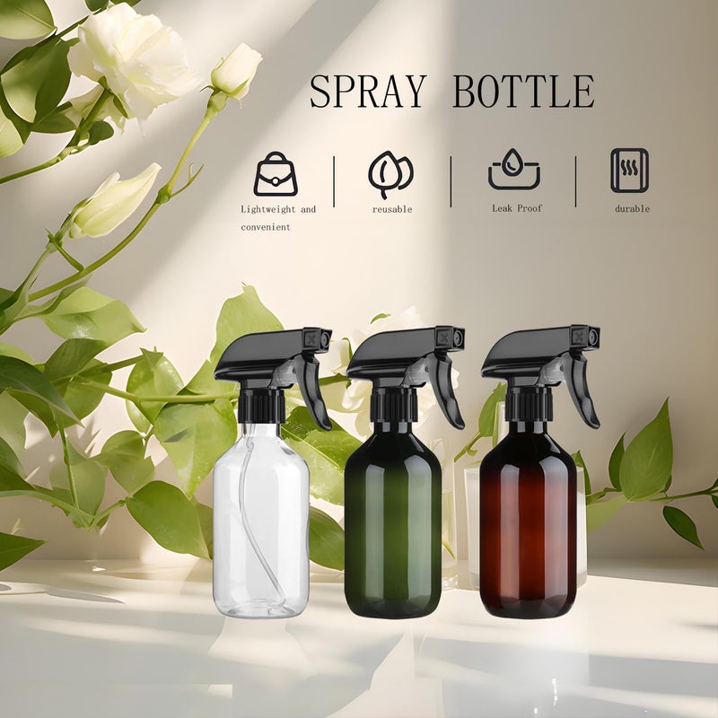 Likealot 2 Pack Leakproof Spray Bottles 300ml - Adjustable Nozzle (Mist/Jet), Refillable PET Plastic for Hair, Cleaning, Plants, Travel | BPA-Free, No-Spill Design, Salon & Home Essentials (Brown) - Image 2